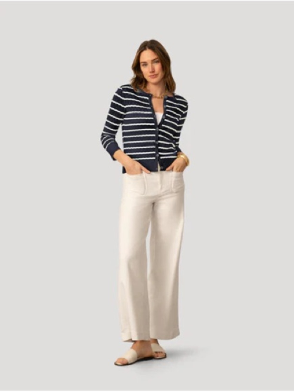 Cable & Gauge Black and White Striped Knit Top. Excellent Condition